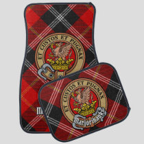 Clan Marjoribanks Crest over Tartan Car Floor Mat