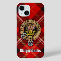 Clan Marjoribanks Crest over Tartan iPhone 15 Case