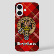 Clan Marjoribanks Crest over Tartan iPhone 16 Case