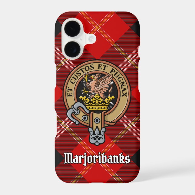 Clan Marjoribanks Crest over Tartan Case-Mate iPhone Case (Back)