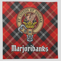 Clan Marjoribanks Crest over Tartan Cloth Napkin