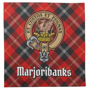 Clan Marjoribanks Crest over Tartan Cloth Napkin
