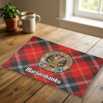 Clan Marjoribanks Crest over Tartan Cloth Placemat
