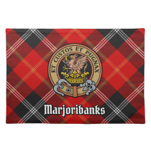 Clan Marjoribanks Crest over Tartan Cloth Placemat