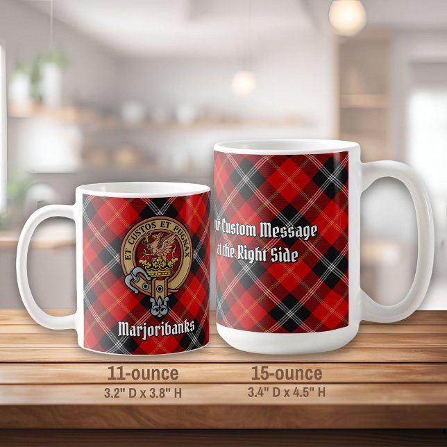 Clan Marjoribanks Crest over Tartan Coffee Mug (Creator Uploaded)