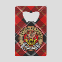 Clan Marjoribanks Crest over Tartan Credit Card Bottle Opener