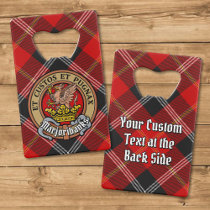 Clan Marjoribanks Crest over Tartan Credit Card Bottle Opener