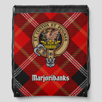 Clan Marjoribanks Crest over Tartan Drawstring Bag