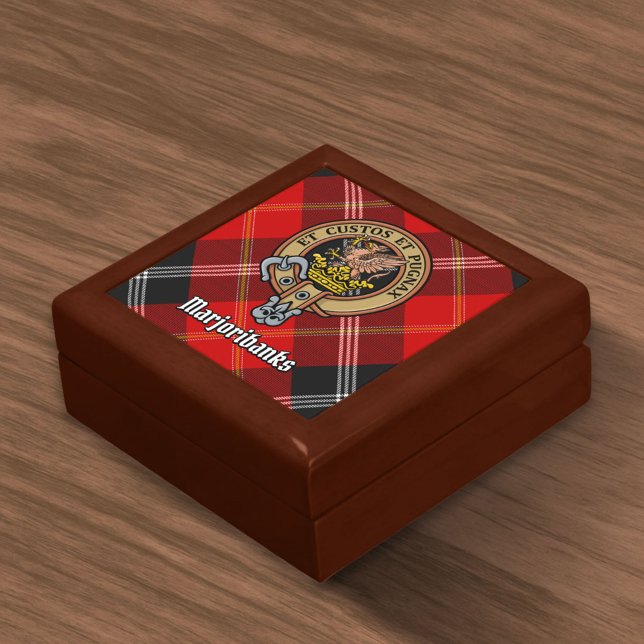 Clan Marjoribanks Crest over Tartan Gift Box (Creator Uploaded)