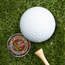 Clan Marjoribanks Crest over Tartan Golf Ball Marker