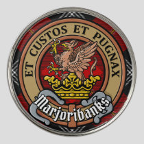 Clan Marjoribanks Crest over Tartan Golf Ball Marker