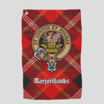 Clan Marjoribanks Crest over Tartan Golf Towel