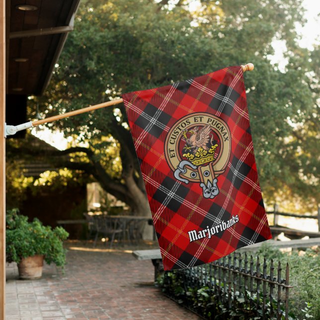 Clan Marjoribanks Crest over Tartan House Flag (In SItu)