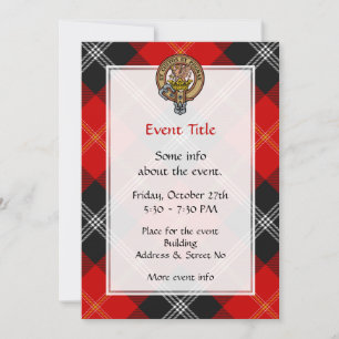 Clan Marjoribanks Crest over Tartan Invitation