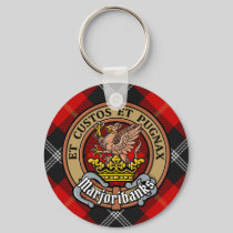 Clan Marjoribanks Crest over Tartan Keychain