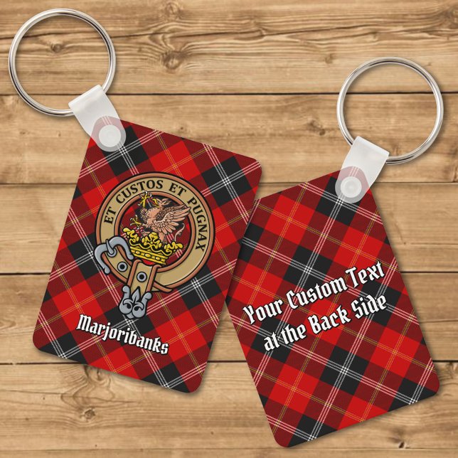 Clan Marjoribanks Crest over Tartan Keychain (Creator Uploaded)