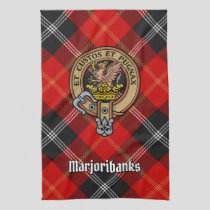 Clan Marjoribanks Crest over Tartan Kitchen Towel