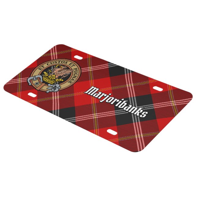 Clan Marjoribanks Crest over Tartan License Plate (Side)