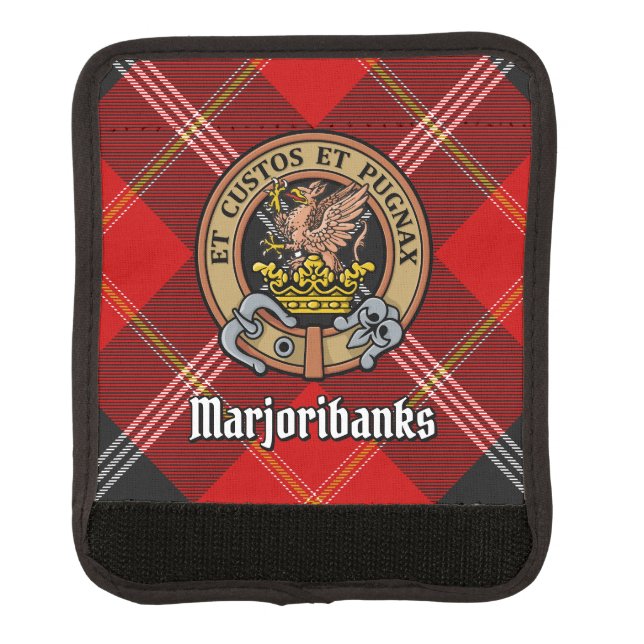 Clan Marjoribanks Crest over Tartan Luggage Handle Wrap (Front)