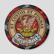 Clan Marjoribanks Crest over Tartan Magnet