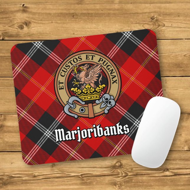 Clan Marjoribanks Crest over Tartan Mouse Pad (Creator Uploaded)
