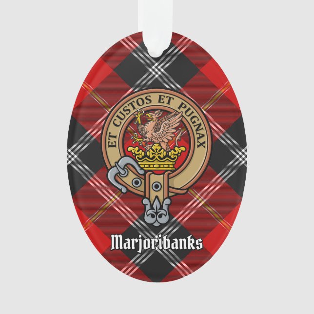 Clan Marjoribanks Crest over Tartan Ornament (Front)