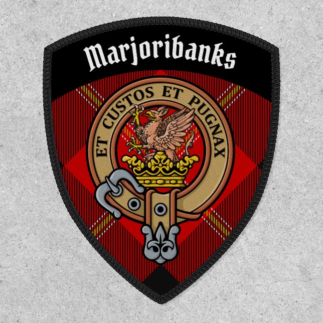 Clan Marjoribanks Crest over Tartan Patch (Front)