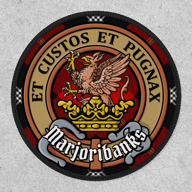 Clan Marjoribanks Crest over Tartan Patch (Front)