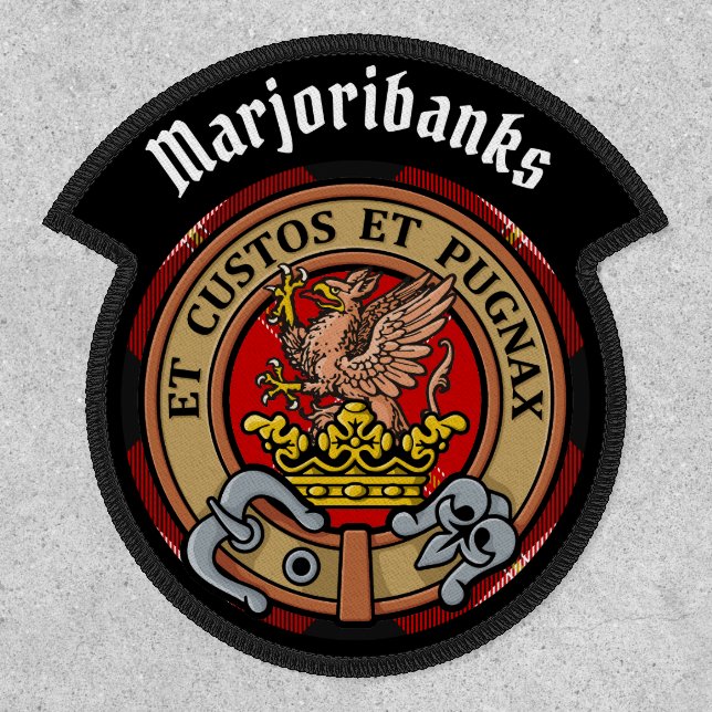 Clan Marjoribanks Crest over Tartan Patch (Front)