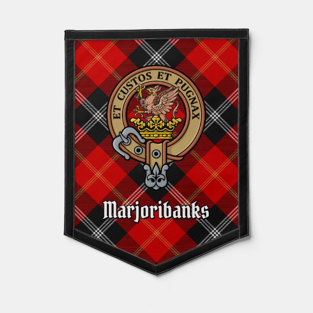 Clan Marjoribanks Crest over Tartan Pennant (Front)