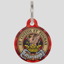 Clan Marjoribanks Crest over Tartan Pet ID Tag