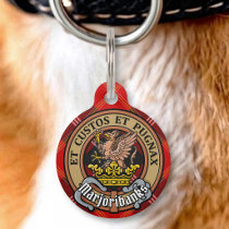 Clan Marjoribanks Crest over Tartan Pet ID Tag