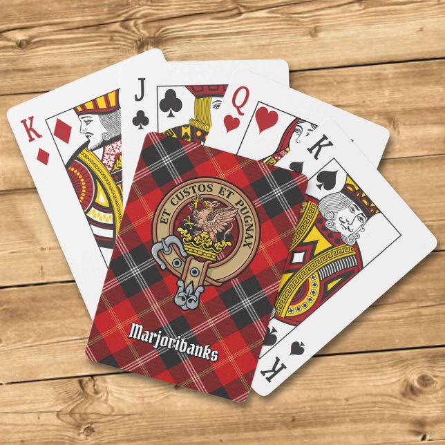 Clan Marjoribanks Crest over Tartan Poker Cards (Creator Uploaded)