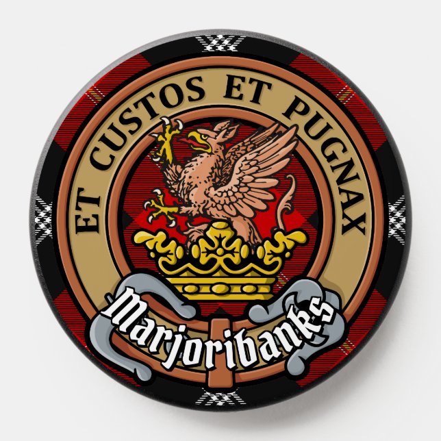 Clan Marjoribanks Crest over Tartan PopSocket (Popsocket)
