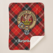 Clan Marjoribanks Crest over Tartan Sherpa Blanket