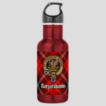 Clan Marjoribanks Crest over Tartan Stainless Steel Water Bottle