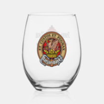 Clan Marjoribanks Crest over Tartan Stemless Wine Glass