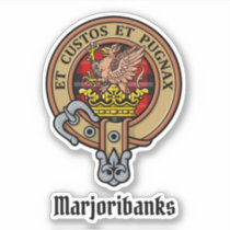 Clan Marjoribanks Crest over Tartan Sticker