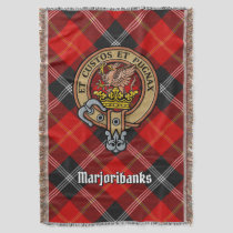 Clan Marjoribanks Crest over Tartan Throw Blanket