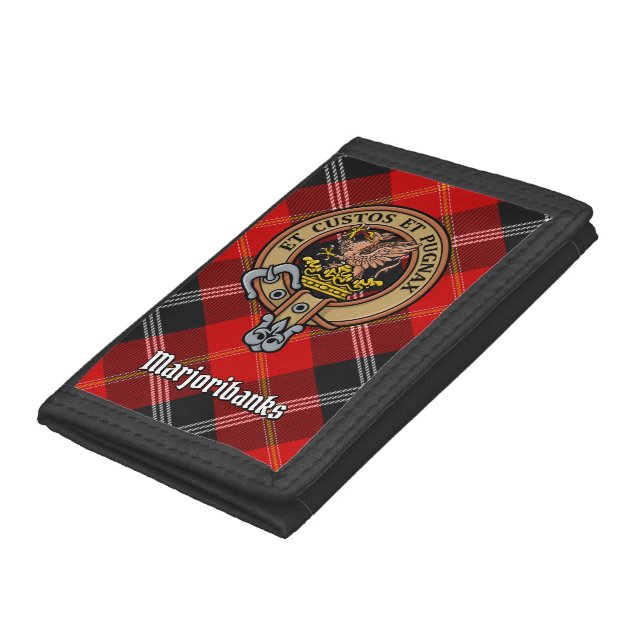 Clan Marjoribanks Crest over Tartan Trifold Wallet (Bottom)