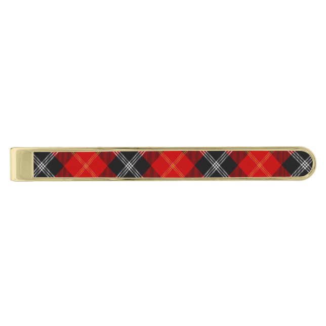 Clan Marjoribanks Tartan Gold Finish Tie Bar (Front)
