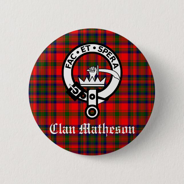 Clan Matheson Crest Badge and Tartan  Button (Front)