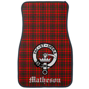 Clan Matheson Crest Badge and Tartan Car Floor Mat
