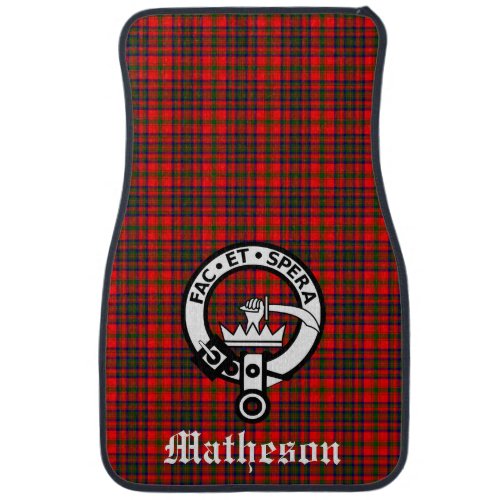 Clan Matheson Crest Badge and Tartan  Car Floor Mat