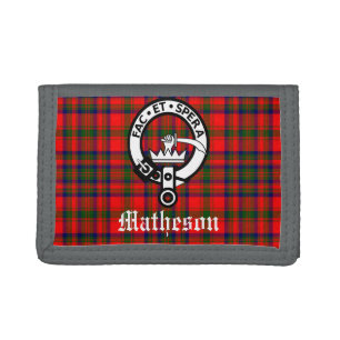 Clan Matheson Crest Badge and Tartan  Trifold Wallet
