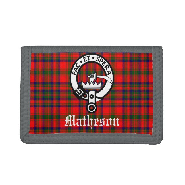 Clan Matheson Crest Badge and Tartan  Trifold Wallet (Front)