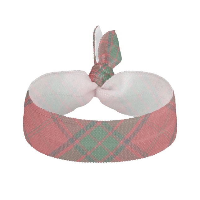 Clan Maxwell Scottish Accents Red Green Tartan Ribbon Hair Tie (Front)