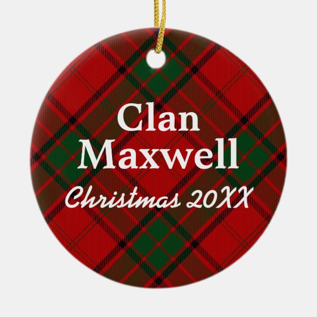 Clan Maxwell Scottish Tartan Ceramic Ornament (Front)