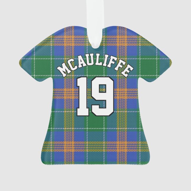 Clan McAuliffe MacAuliffe Tartan Christmas Jersey Ornament (Back)