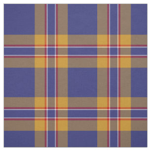 Clan McCann Tartan Blue and Gold Plaid Fabric
